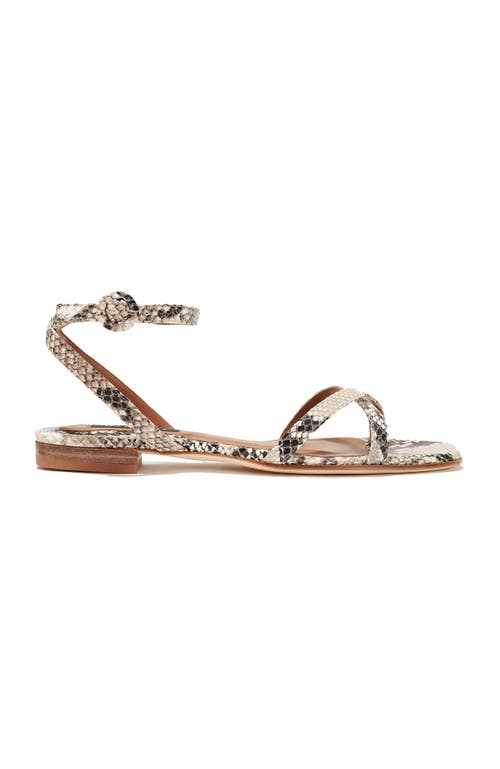 Margaux The Flat Sandal In Natural Python Embossed