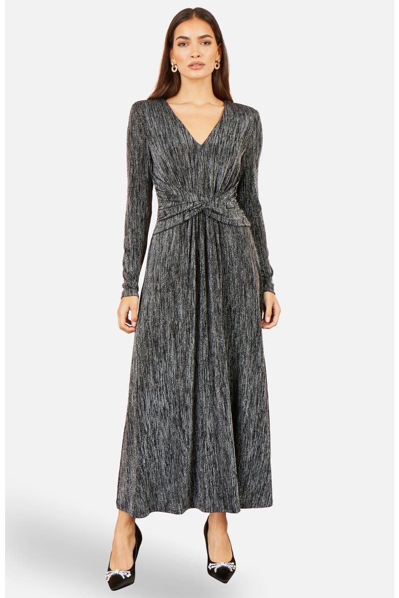 Metallic Twist Waist Maxi Dress, Main, color, Black