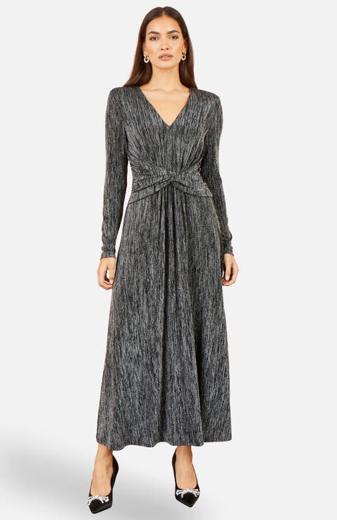 Metallic Twist Waist Maxi Dress