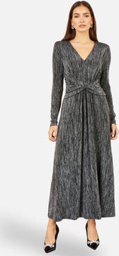 Yumi Metallic Twist Waist Maxi Dress