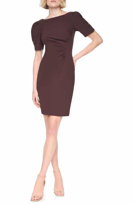 Ruched Puff Short Sleeve Sheath Dress