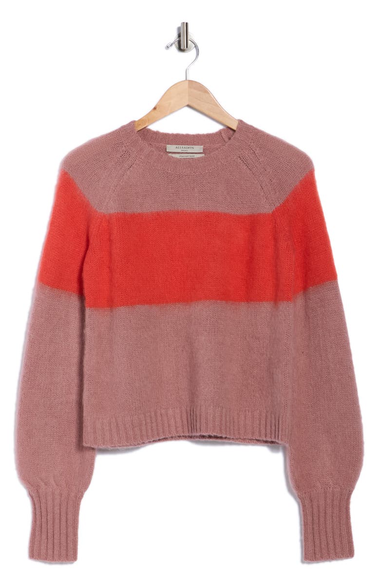 AllSaints Lou Uno Sweater, Alternate, color, Dark Rose Pink/ Lava
