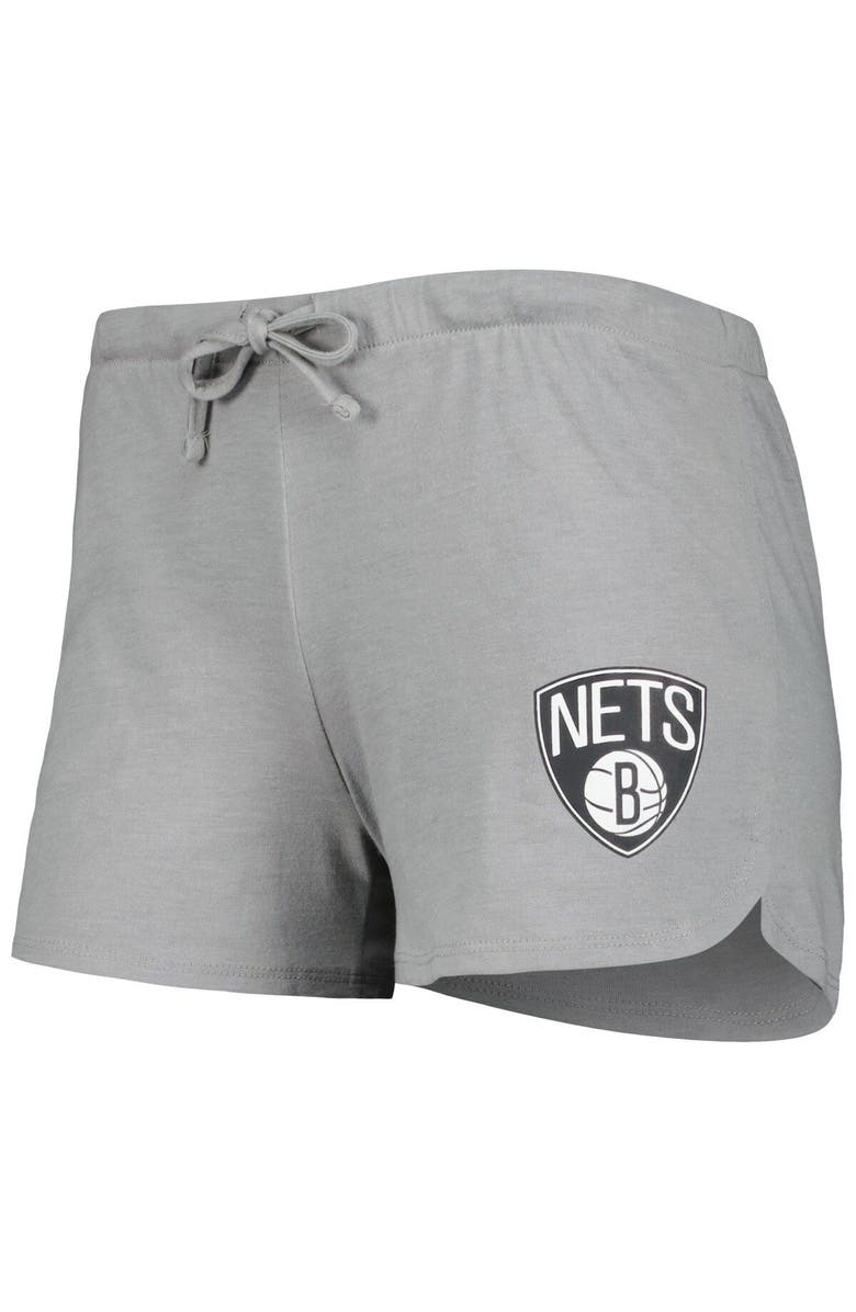 CONCEPTS SPORT Women's Concepts Sport Heather Black/Heather Gray Brooklyn Nets Team Raglan Long Sleeve T-Shirt & Shorts Sleep Set, Alternate, color, Heather Black
