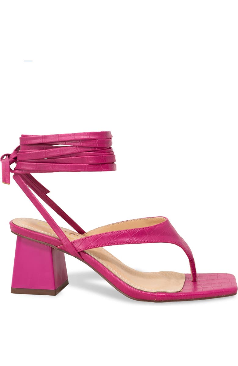 CHASE AND CHLOE Ankle Wrap Block Heel Sandal, Alternate, color, Fuchsia Croc