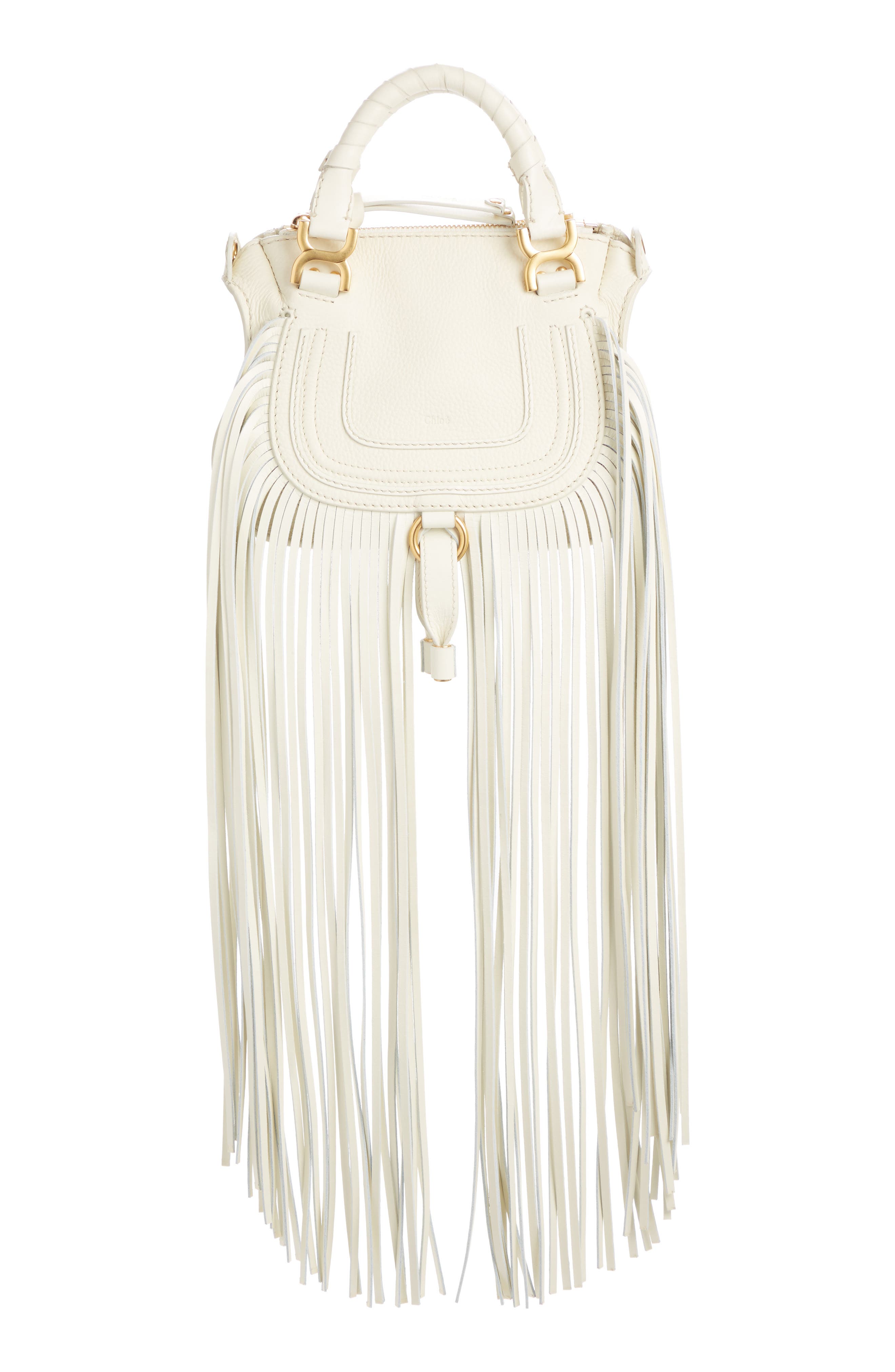 Mini Marcie Fringe Leather Crossbody Bag, Main, color, NATURAL WHITE