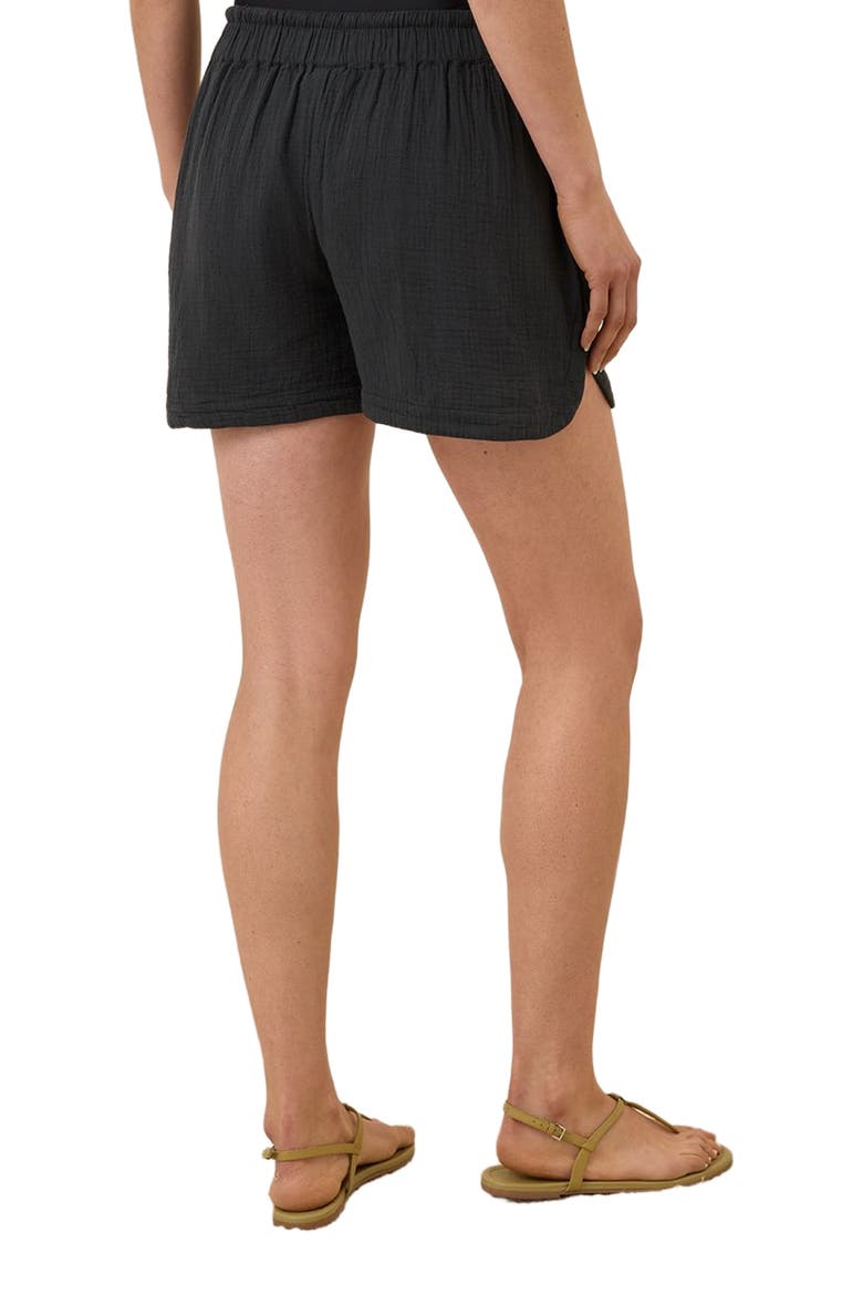 Organic Cotton Coastal Double Gauze Curved Hem Short, Alternate, color, Black