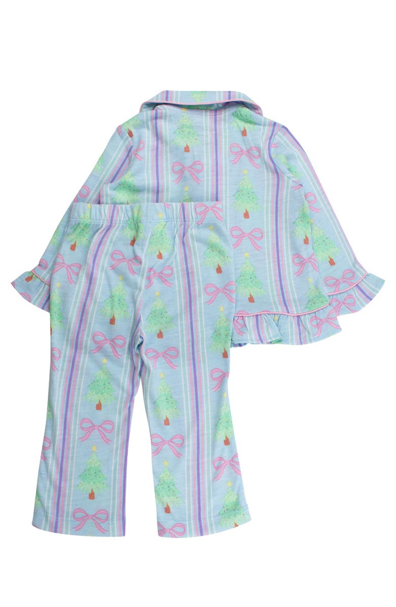 RuffleButts Holiday Ruffle Flare Pajama Set, Alternate, color, Merry Bow Dreams