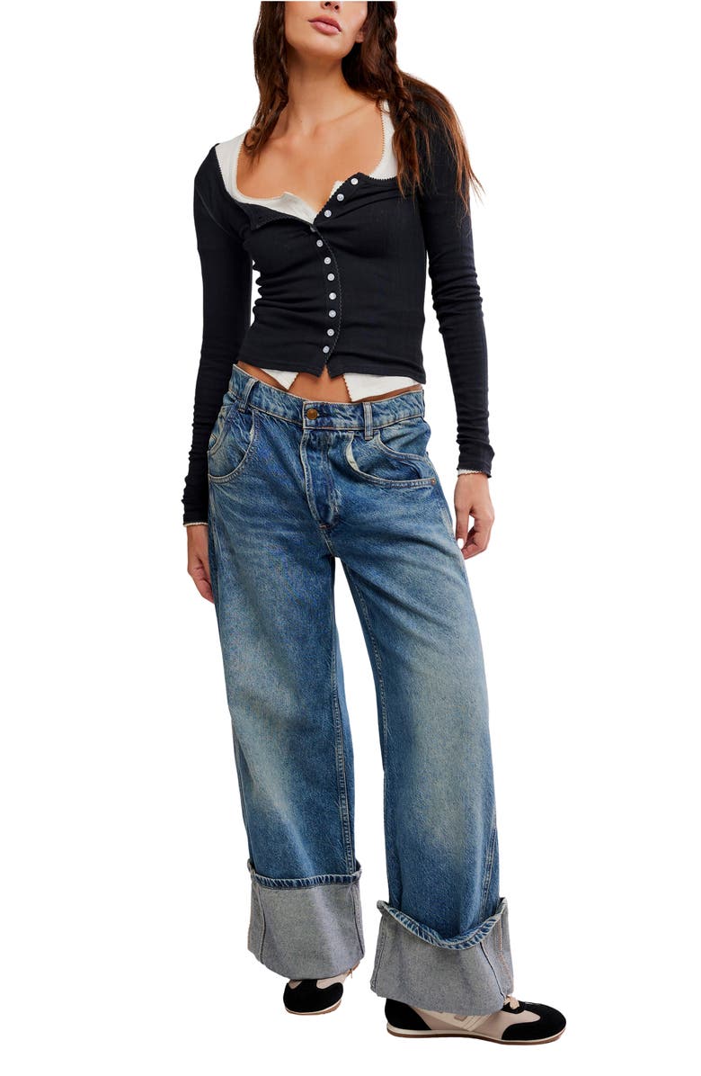 Free People End Game Pointelle Top, Alternate, color, Black