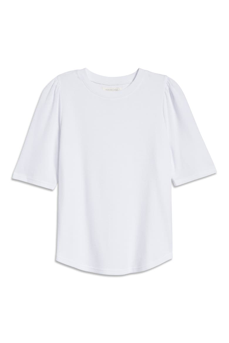 Thermal Knit Puff Sleeve Top, Alternate, color, WHITE
