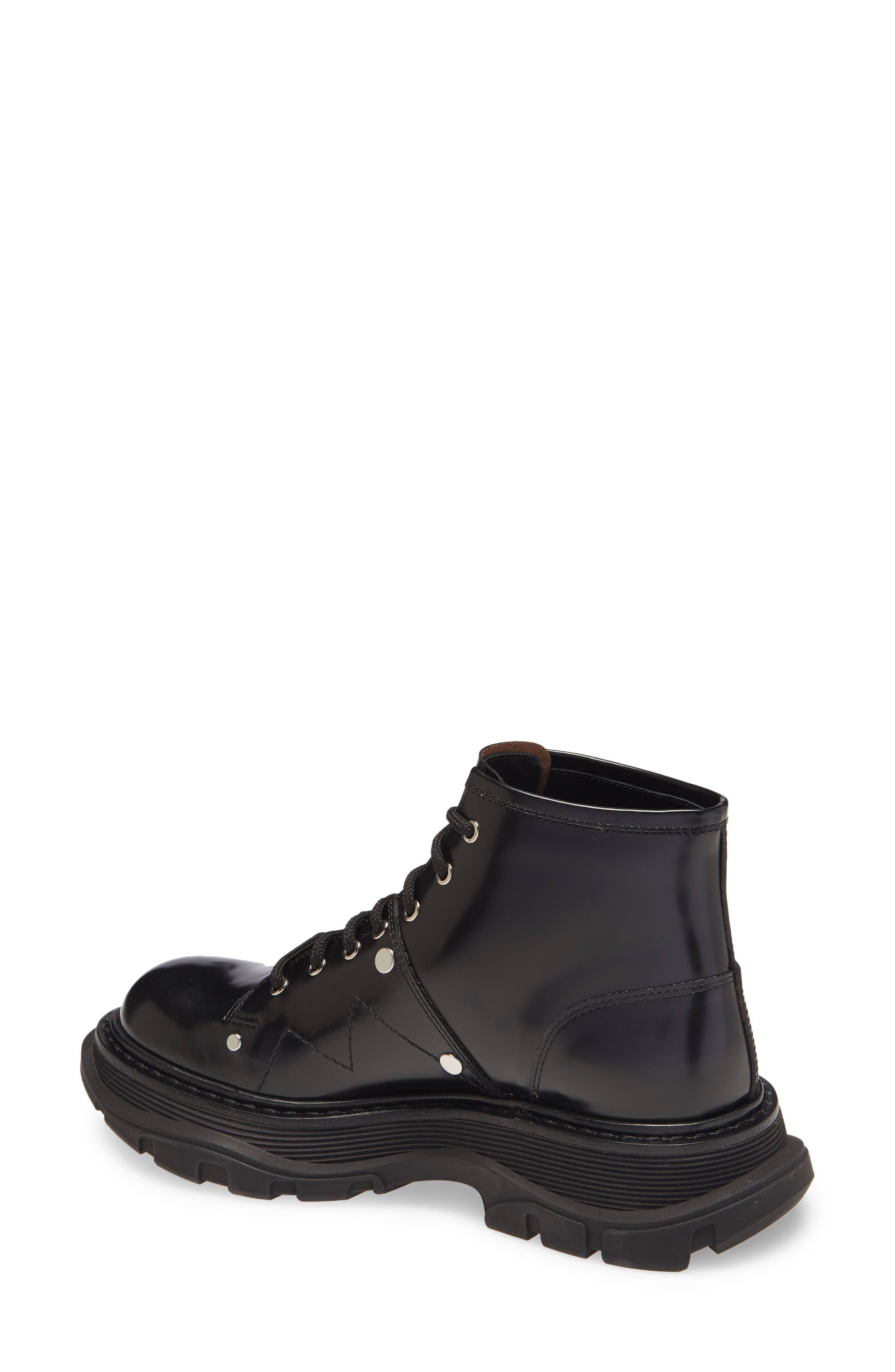 Alexander McQueen Lace-Up Lug Sole Hiker Boot, Alternate, color, BLACK SILVER