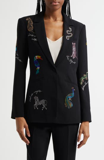Cinq à Sept Karlie Bead Detail Blazer in Black Multi at Nordstrom Rack, Size 2