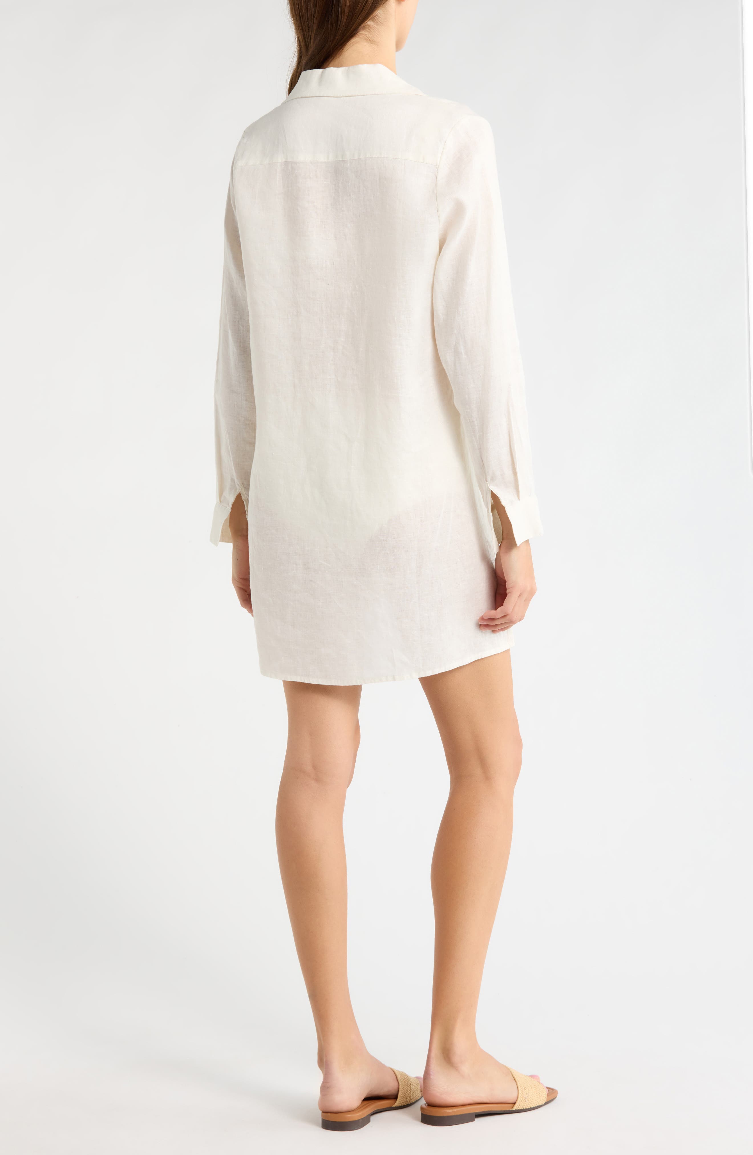 Tie Front Long Sleeve Linen Cover-Up - image 4