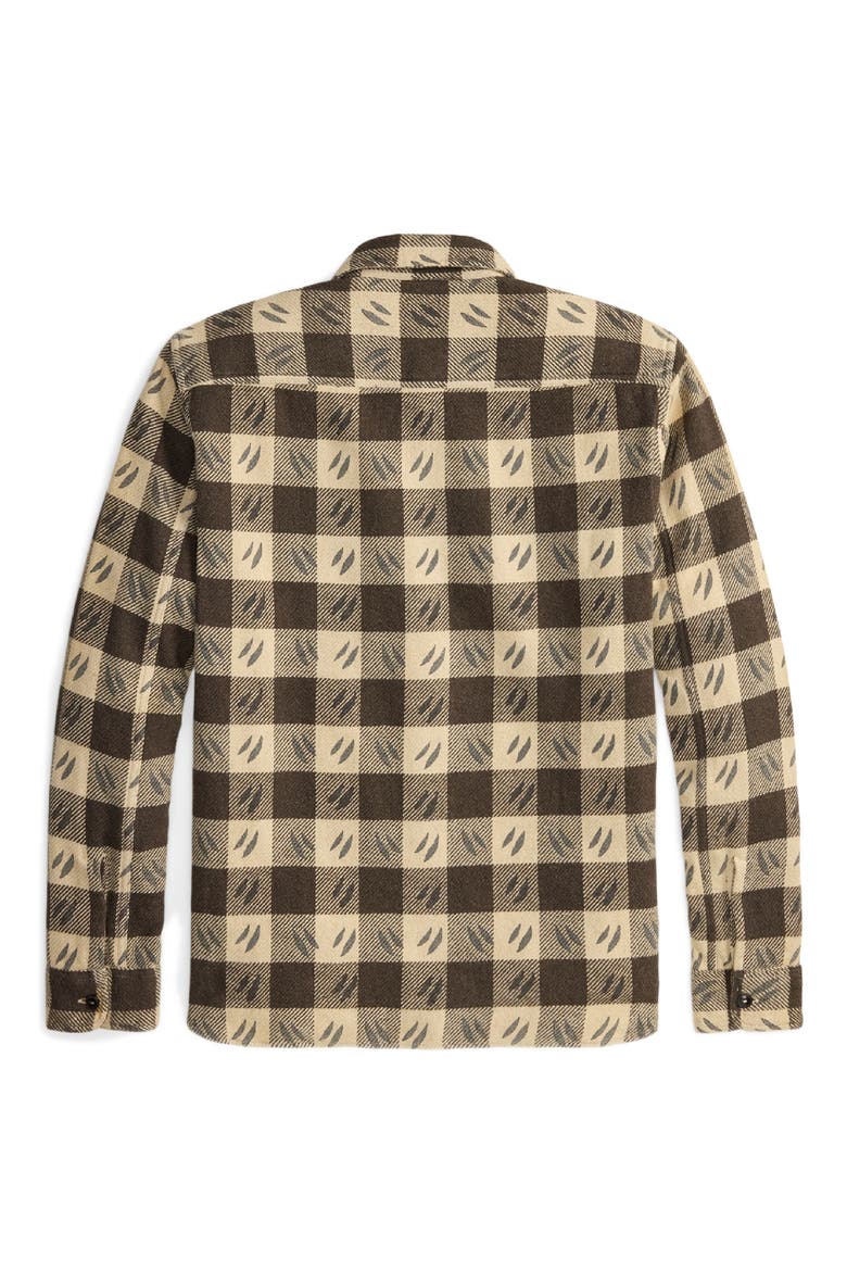 Leaf Print Check Cotton Twill Workshirt, Alternate, color, RL-834 BROWN/ CREAM