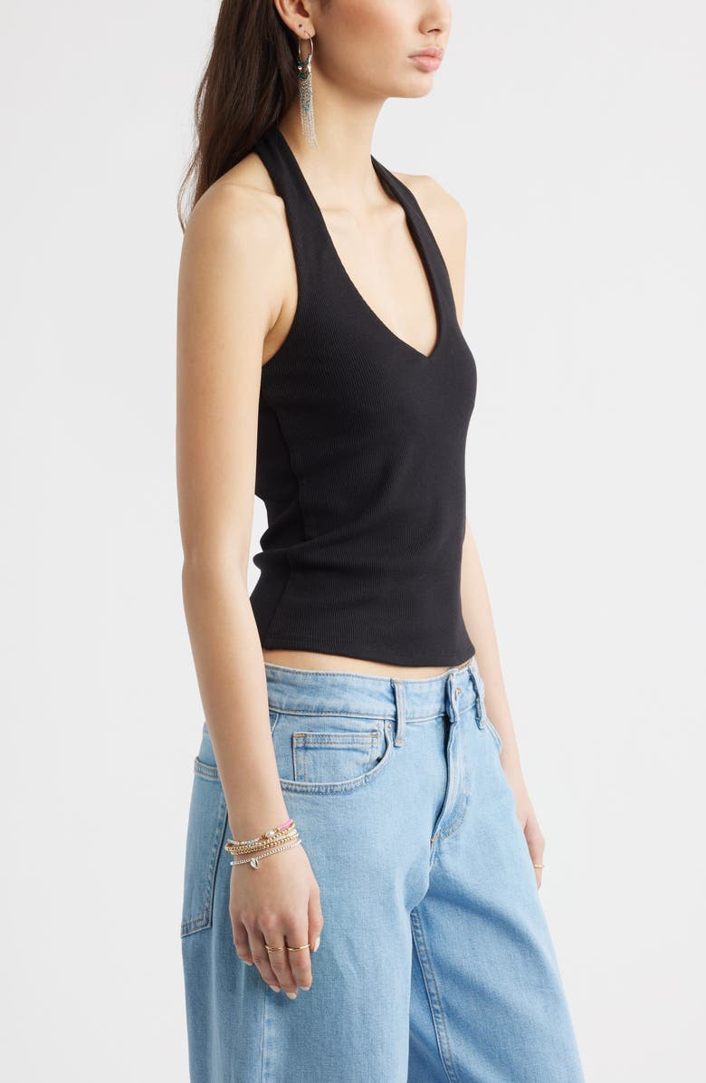 BP. V-Neck Knit Halter Top, Alternate, color, Black