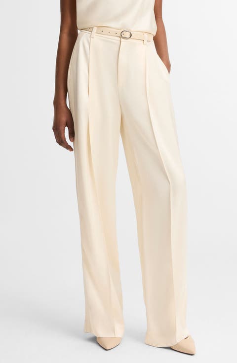 Pleated High Waist Satin Pants