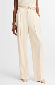 Vince Pleated High Waist Satin Pants