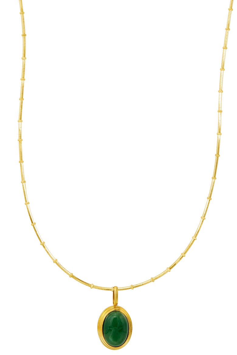 14k Gold Plate Aventurine Pendant Necklace, Main, color, YELLOW