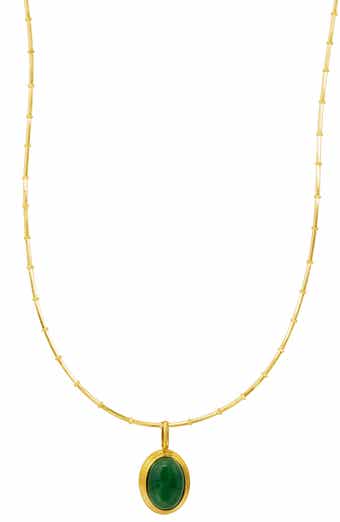 14k Gold Plate Aventurine Pendant Necklace