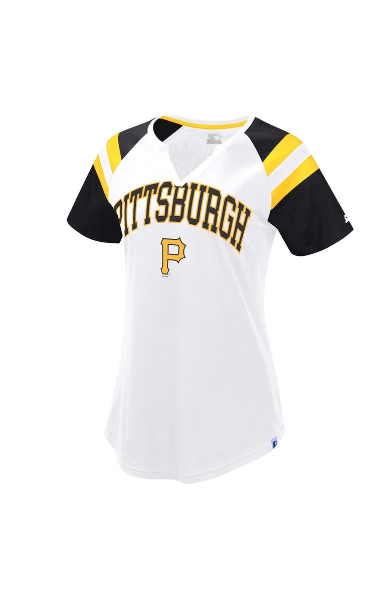 STARTER Women's Starter White/Black Pittsburgh Pirates Game On Notch Neck Raglan T-Shirt, Alternate, color, White