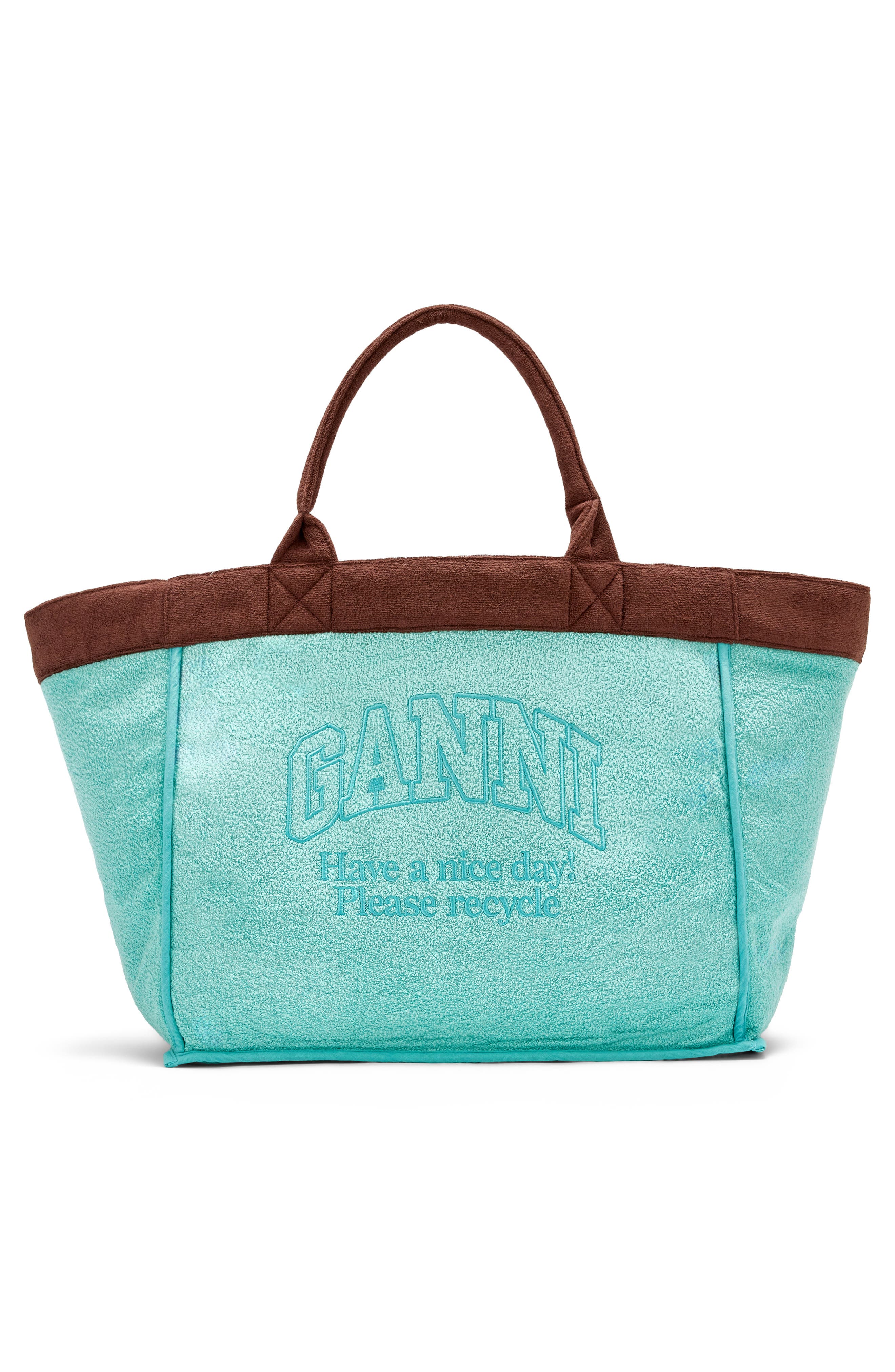 Ganni XXL Beach Resort Shopper, Alternate, color, Chicory Coffee