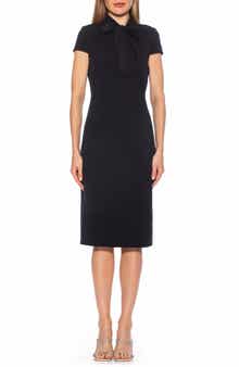 Alexia Admor Carolina Tie Neck Cap Sleeve Sheath Midi Dress