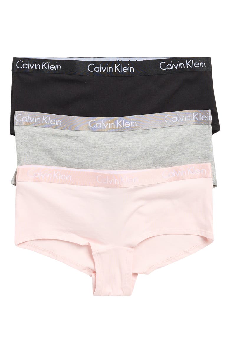 Calvin Klein Motive Cotton Boyshorts - Pack of 3, Main, color, P7a/ Ub1/ 2Nt