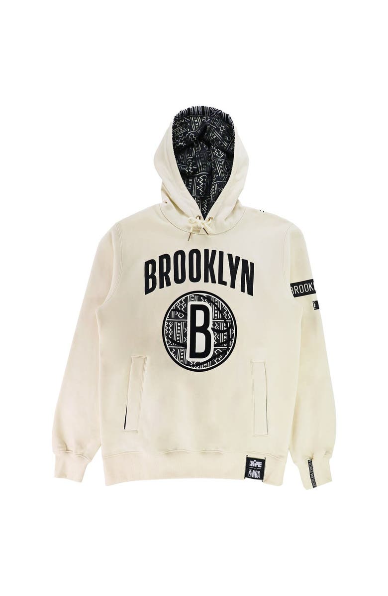 Two Hype Unisex NBA x Two Hype  Cream Brooklyn Nets Culture & Hoops Heavyweight Pullover Hoodie, Alternate, color, Cream
