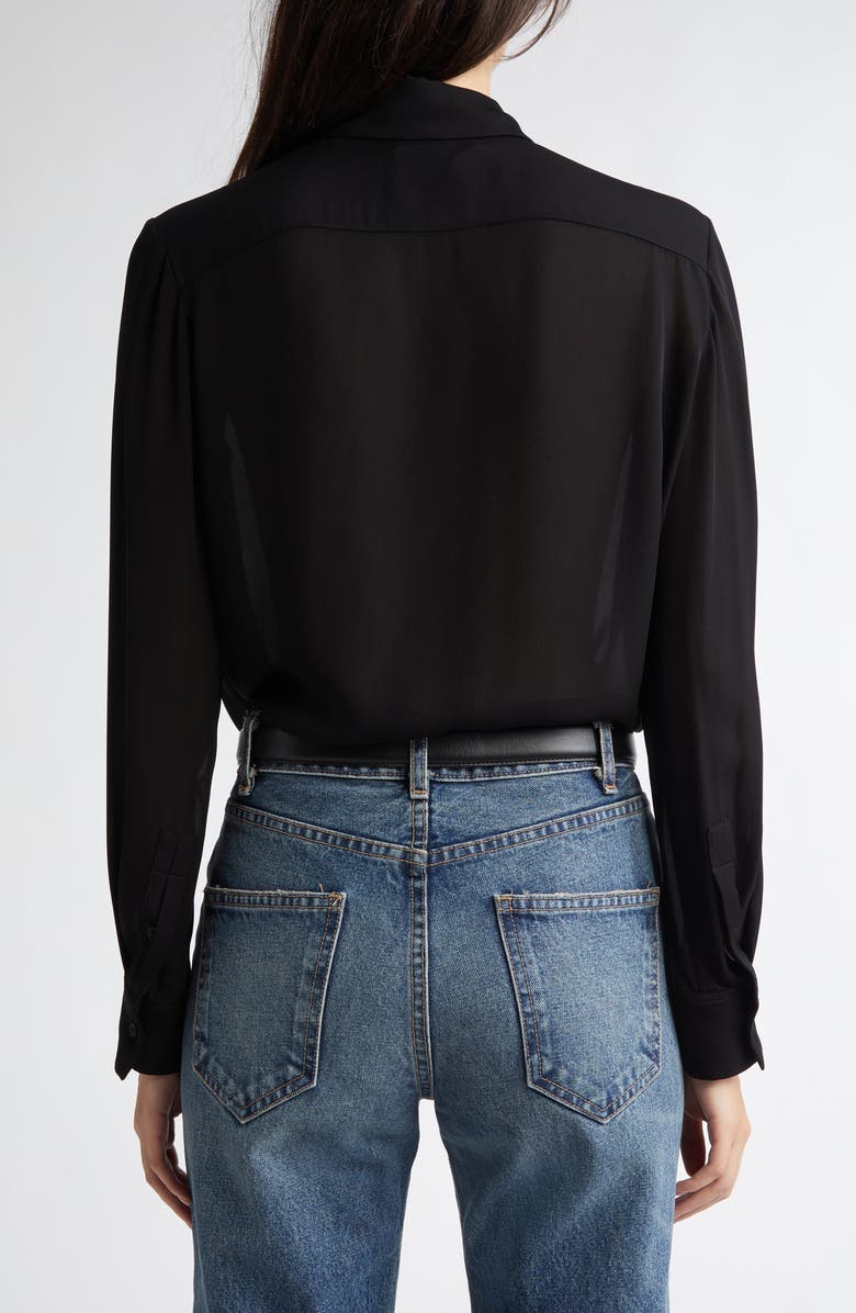 Nili Lotan Danika Ruffle Placket Silk Shirt, Alternate, color,