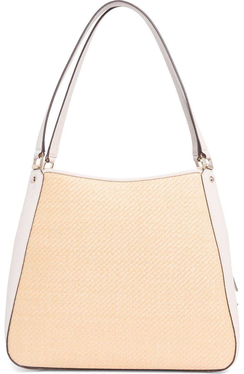Kate Spade New York leila straw medium triple compartment shoulder bag, Alternate, color, Parchment Multi