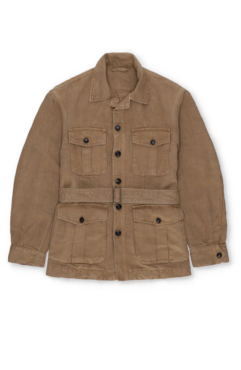 Fortela Clint Linen Sahariana Jacket, Main, color, Mou