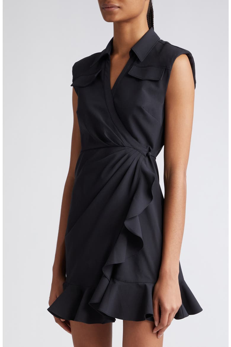 Zenni Ruffle Sleeveless Wrap Dress, Alternate, color, BLACK