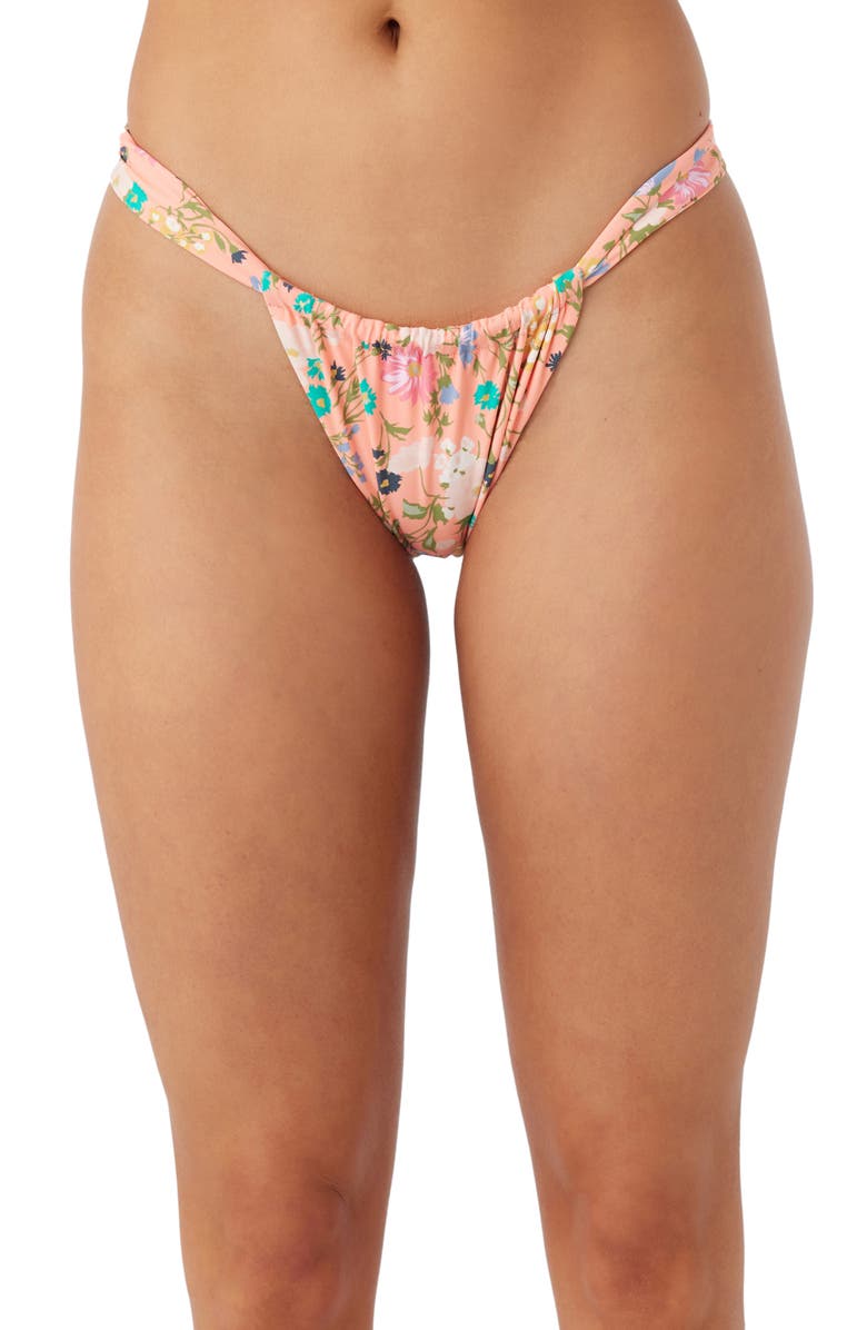 O'Neill Kelly Floral Solimar Ruched Bikini Bottoms, Main, color, 