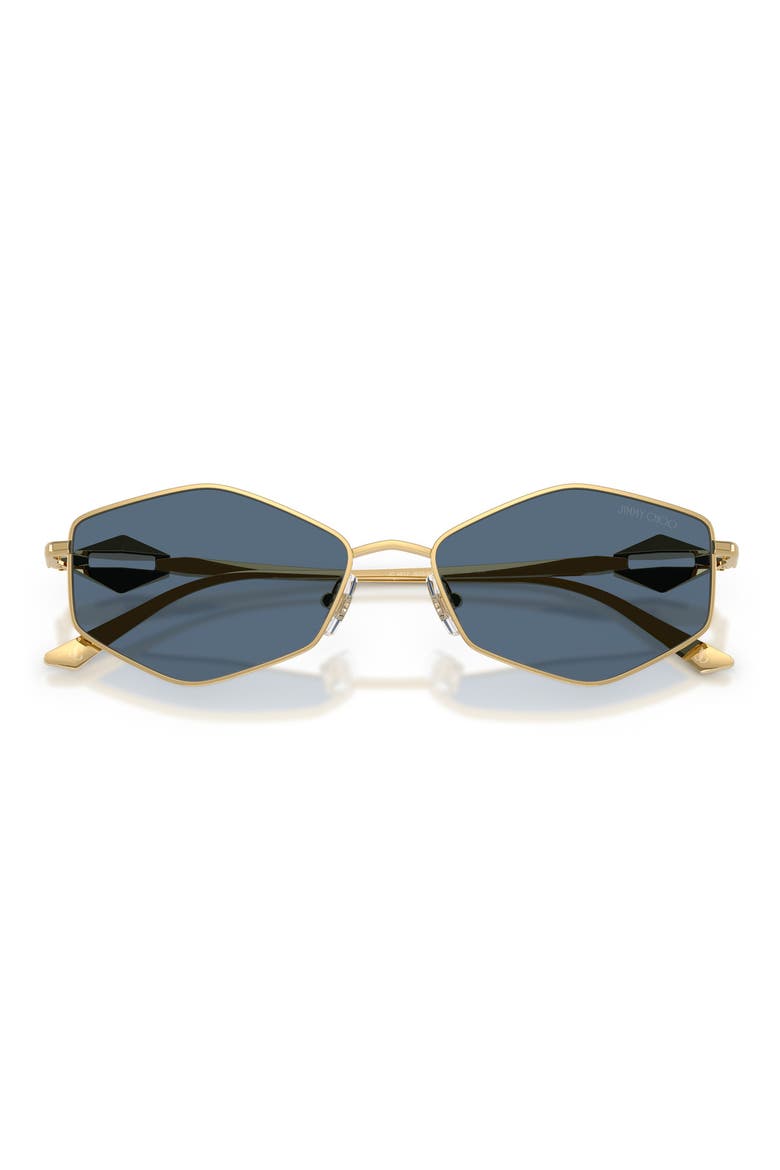 Zoey 55mm Geometric Sunglasses, Alternate, color, GOLD / DARK BLUE