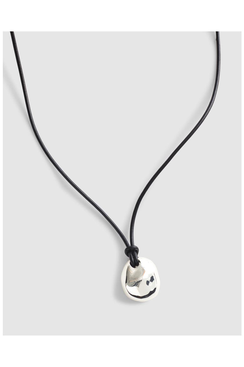 Sculptural Pendant Leather Necklace, Alternate, color, WARM SILVER