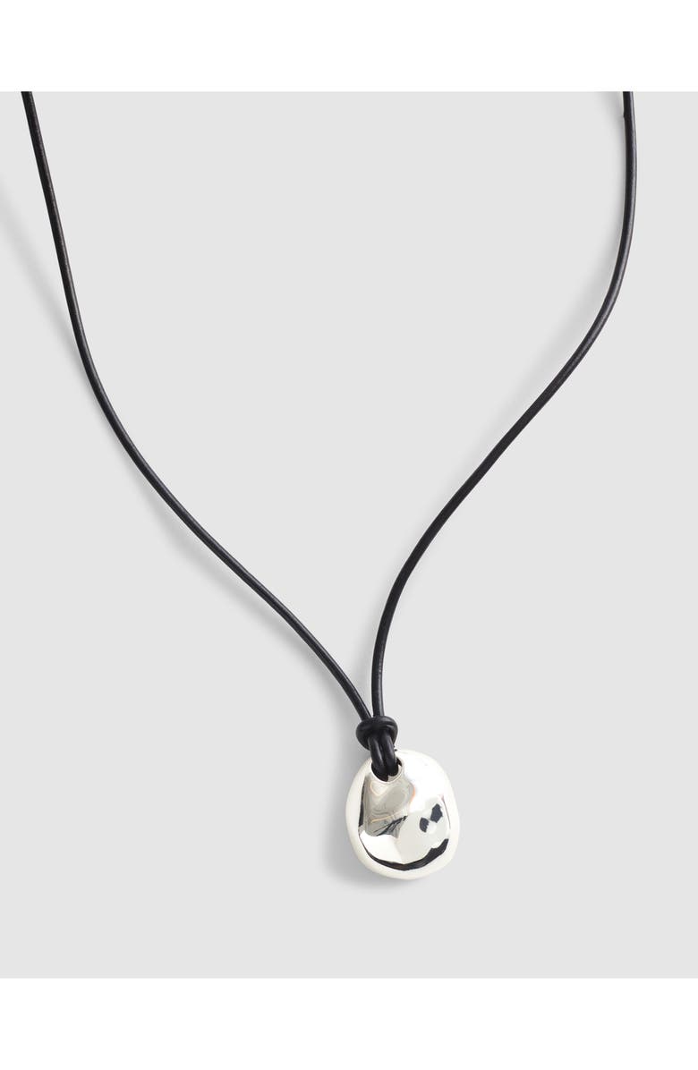 Madewell Sculptural Pendant Leather Necklace, Alternate, color, Warm Silver