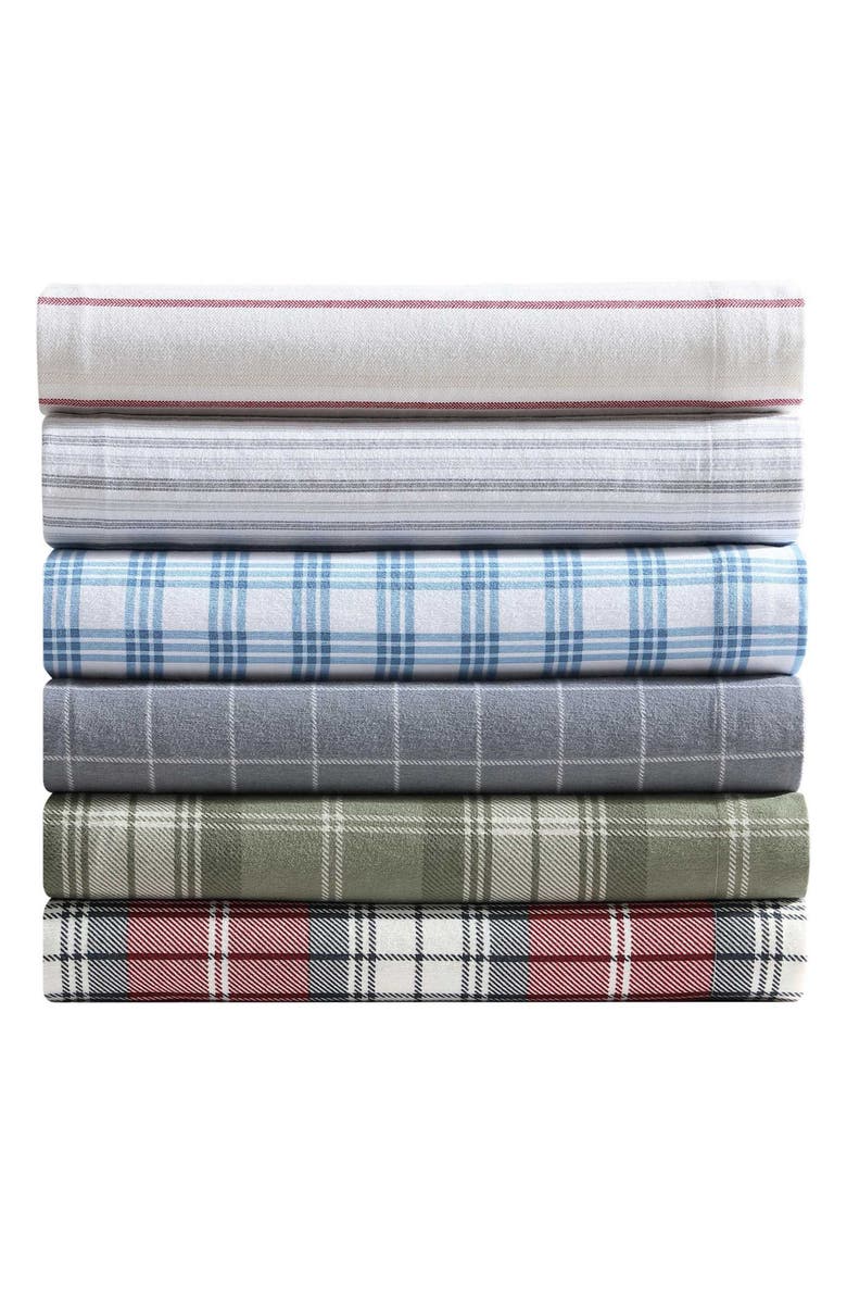 Eddie Bauer Arrowhead Tartan Plaid Print Flannel Sheet Set, Alternate, color, Light / Medium Blue