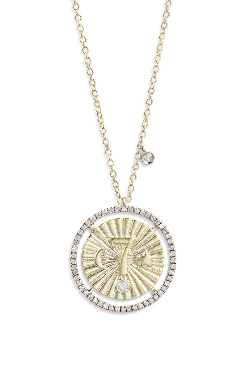Meira T 7 Diamond Disc Pendant Necklace, Main, color, Yellow
