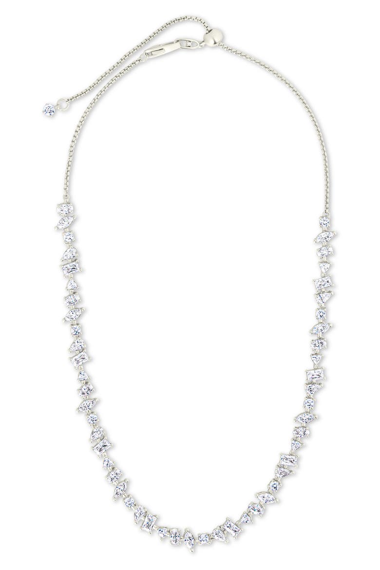 Ellery Cubic Zirconia Tennis Necklace, Alternate, color, SILVER