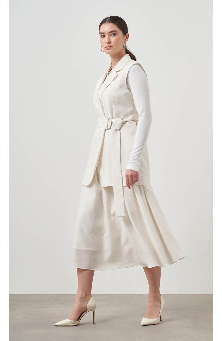 Mizalle Belted Vest, Alternate, color, Ecru