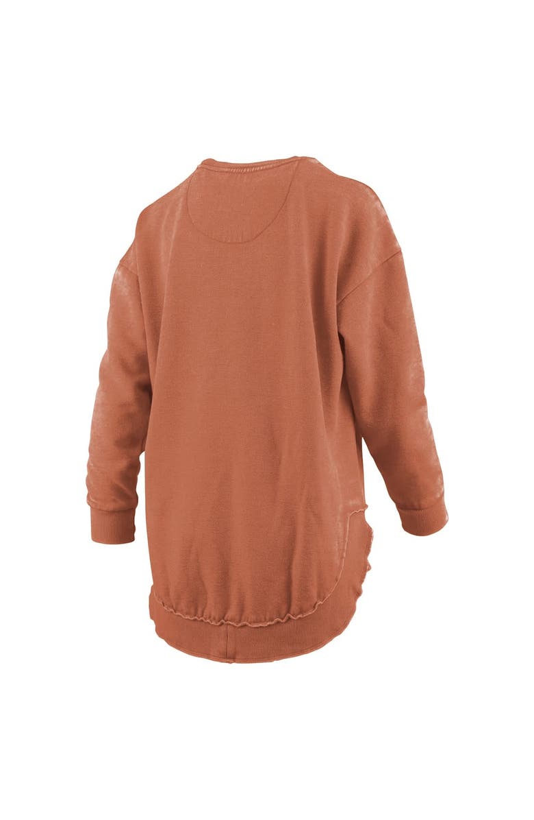PRESSBOX Women's Pressbox  Texas Orange Texas Longhorns Melange Poncho Vintage Fleece Long Sleeve Pullover Sweatshirt, Alternate, color, Burnt Orange