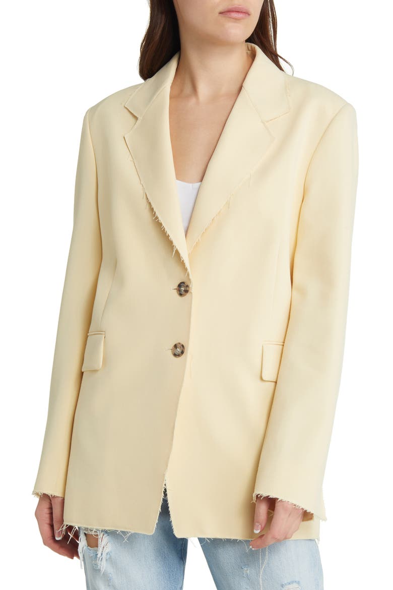 Oversize Raw Edge Blazer, Alternate, color, BUTTER