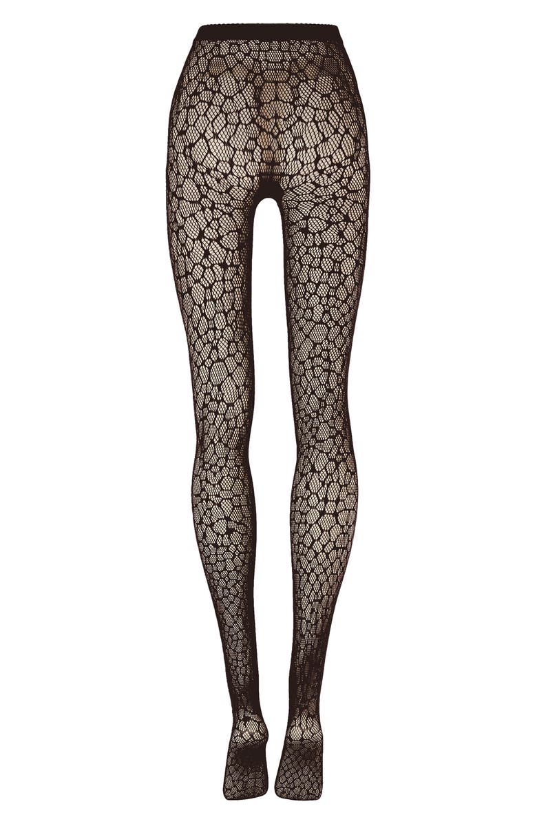 Wolford Reptile Net Tights, Alternate, color, Black