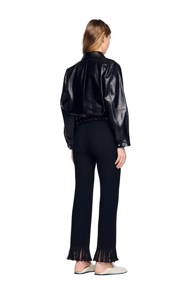 SANDRO Lamb leather jacket, Alternate, color, Black