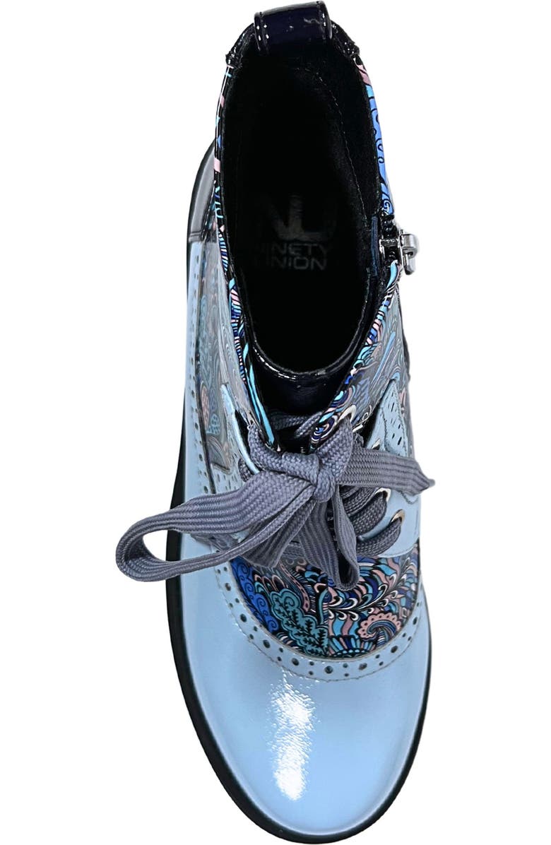 NINETY UNION Mixed Print Lace-Up Boot, Alternate, color, Blue Multi