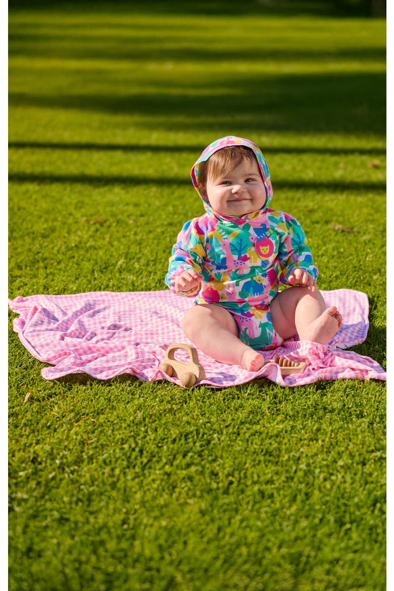 My First Sun Blanket with Hood, Alternate, color, Light Pink Gingham