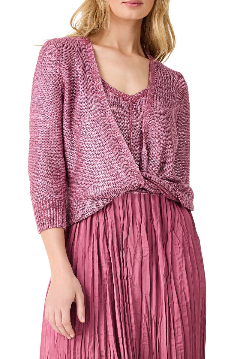 NIC+ZOE Subtle Sparkle 4-Way Cotton Blend Cardigan, Alternate, color, Terra