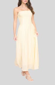 Blu Pepper Strapless Fit & Flare Midi Dress