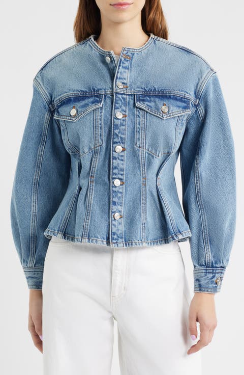 The Nipped Collarless Denim Jacket