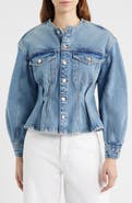 FRAME The Nipped Collarless Denim Jacket