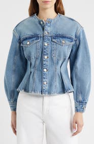 FRAME The Nipped Collarless Denim Jacket